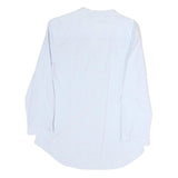 ZARA Womens White Cotton Blend Shirt Long Sleeve V Neck M Classic Button Up