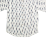 CHIAMARE Mens White & Navy Blue Printed Cotton Shirt L Button-Down Short Sleeve