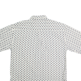 CHIAMARE Mens White & Navy Blue Printed Cotton Shirt L Button-Down Short Sleeve