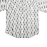 CHIAMARE Mens White & Navy Blue Printed Cotton Shirt L Button-Down Short Sleeve