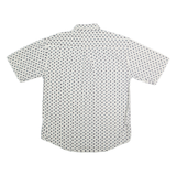 CHIAMARE Mens White & Navy Blue Printed Cotton Shirt L Button-Down Short Sleeve