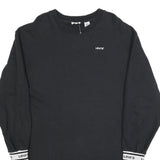 LEVI'S Womens Black Cotton Blend Jersey Long Sleeve Mini Dress L Logo Cuffs