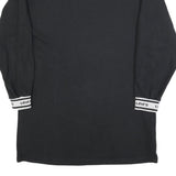 LEVI'S Womens Black Cotton Blend Jersey Long Sleeve Mini Dress L Logo Cuffs