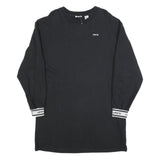 LEVI'S Womens Black Cotton Blend Jersey Long Sleeve Mini Dress L Logo Cuffs
