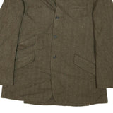 Mens Brown Cotton Blend Classic Button Jacket M Herringbone Casual Smart