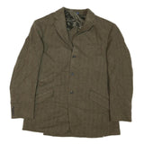 Mens Brown Cotton Blend Classic Button Jacket M Herringbone Casual Smart
