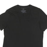 TOMMY HILFIGER Mens Black V-Neck T-Shirt L Cotton Blend Classic Fit Logo