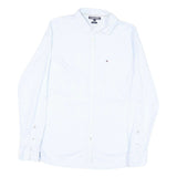TOMMY HILFIGER Womens Blue & White Striped Shirt UK 8 Classic Button Down Long