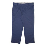 DICKIES Mens Regular Cotton Blend Navy Blue Trousers W42 L30 Workwear Zip