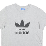 ADIDAS Womens Grey Crew Neck Short Sleeve T-Shirt L Cotton Blend Logo Print