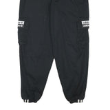 ADIDAS Mens Black Cotton Blend Relaxed Cargo Trousers W28 L26 Logo Zip Closure