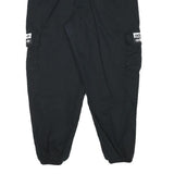 ADIDAS Mens Black Cotton Blend Relaxed Cargo Trousers W28 L26 Logo Zip Closure