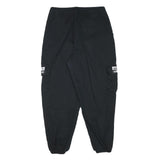 ADIDAS Mens Black Cotton Blend Relaxed Cargo Trousers W28 L26 Logo Zip Closure