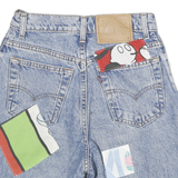 LEVI'S Womens Denim Blue Shorts S W26 Cartoon Patch Cut-Off Style