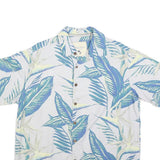 ISLAND REPUBLIC Mens White & Blue Tropical Print Silk Shirt L Casual Summer