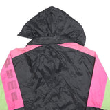 PUMA Womens Black & Pink & Green Hooded Jacket S Polyester Colourblock Zip