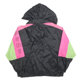 PUMA Womens Black & Pink & Green Hooded Jacket S Polyester Colourblock Zip