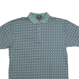 BERT PULTIZER Mens Green & White Patterned Short Sleeve Polo Shirt L Cotton