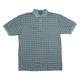 BERT PULTIZER Mens Green & White Patterned Short Sleeve Polo Shirt L Cotton