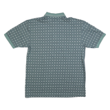 BERT PULTIZER Mens Green & White Patterned Short Sleeve Polo Shirt L Cotton