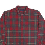 REED EDWARD Mens Red & Grey Check Shirt XL Button-Down Collar Long Sleeve Casual