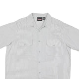 DICKIES Mens Grey & White Striped Casual Shirt 2XL Cotton Blend Short Sleeve