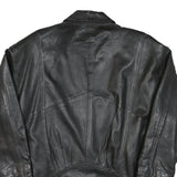 Womens Black Leather Button Jacket XL Woven Classic Oversized Stylish