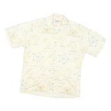 CAMPIA Mens Cream Tropical Print Cotton Shirt M Summer Casual Vacation