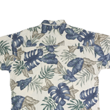CHAPS Mens Cream & Blue Tropical Print Cotton Shirt XL Casual Summer Vacation
