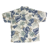 CHAPS Mens Cream & Blue Tropical Print Cotton Shirt XL Casual Summer Vacation