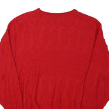 FEELING Womens Red Plain Jumper Crew Neck Basic Knit XS Wool Blend Winter Layer