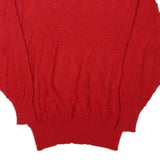 FEELING Womens Red Plain Jumper Crew Neck Basic Knit XS Wool Blend Winter Layer
