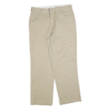 DICKIES Mens Regular Fit Beige Cotton Blend Trousers W36 L32 Classic Workwear
