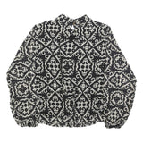 BLUE VANILLA Womens Black & White Printed Blouse Long Sleeve High Neck S