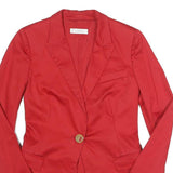 VERSACE Womens Red Blazer Jacket S Cotton Blend Plain Button Elegant Tailored