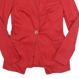 VERSACE Womens Red Blazer Jacket S Cotton Blend Plain Button Elegant Tailored