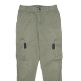FBSISTER Womens Regular Cotton Blend Green Cargo Trousers W28 L28 Zip Pockets