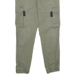 FBSISTER Womens Regular Cotton Blend Green Cargo Trousers W28 L28 Zip Pockets