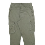 FBSISTER Womens Regular Cotton Blend Green Cargo Trousers W28 L28 Zip Pockets