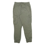 FBSISTER Womens Regular Cotton Blend Green Cargo Trousers W28 L28 Zip Pockets
