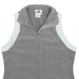 ADIDAS Womens Grey & White Sleeveless Zip Up Fleece UK 12 Casual Outdoor Vest