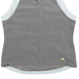 ADIDAS Womens Grey & White Sleeveless Zip Up Fleece UK 12 Casual Outdoor Vest