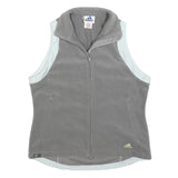 ADIDAS Womens Grey & White Sleeveless Zip Up Fleece UK 12 Casual Outdoor Vest