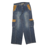 HBNG Womens Relaxed Blue Denim Stone Wash Jeans W32 L30 Cargo Pocket Workwear