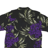 FAVANT Womens Black & Purple Floral Rayon Shirt M Hawaiian Short Sleeve Summer
