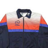 LOTTO Mens Navy & Orange Athletic Jacket M Polyester Blend Colourblock Zip