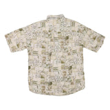 WOOLRICH Mens Beige & Olive Patterned Cotton Blend Shirt M Casual Summer