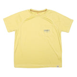 CARHARTT Mens Yellow Polyester Blend T-Shirt L Short Sleeve Crew Neck Pocket