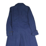 Womens Blue Classic Button Cotton Jacket M Plain Long Sleeve Regular Fit