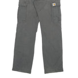 CARHARTT Mens Grey Regular Fit Cargo Cotton Blend Jeans W28 L31 Button Closure